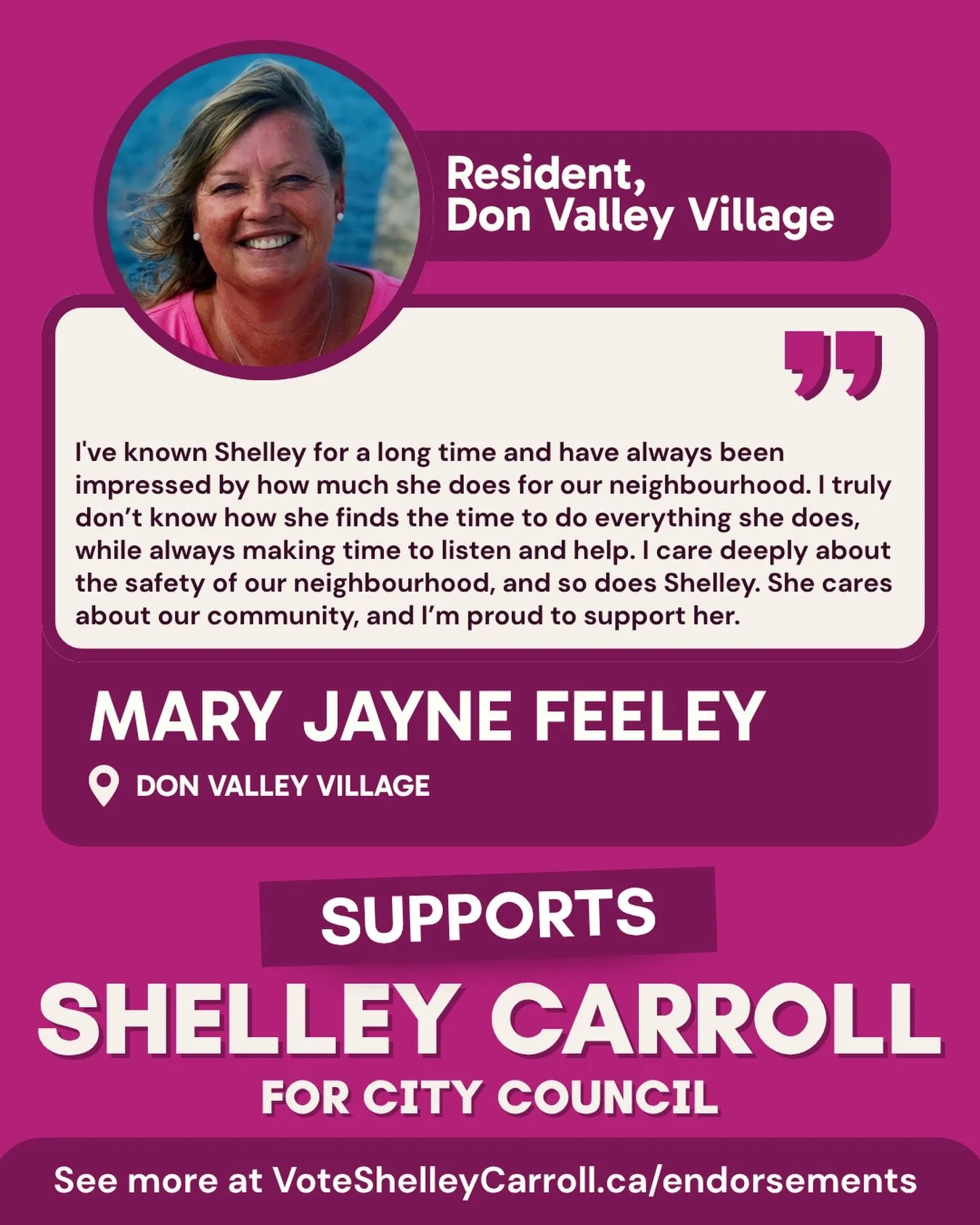 Mary Jayne Feeley is someone who cares deeply about her neighbours. Working together to help organize community safety meetings, we have created more opportunities for residents to connect and feel supported.

That kind of initiative makes a real dif