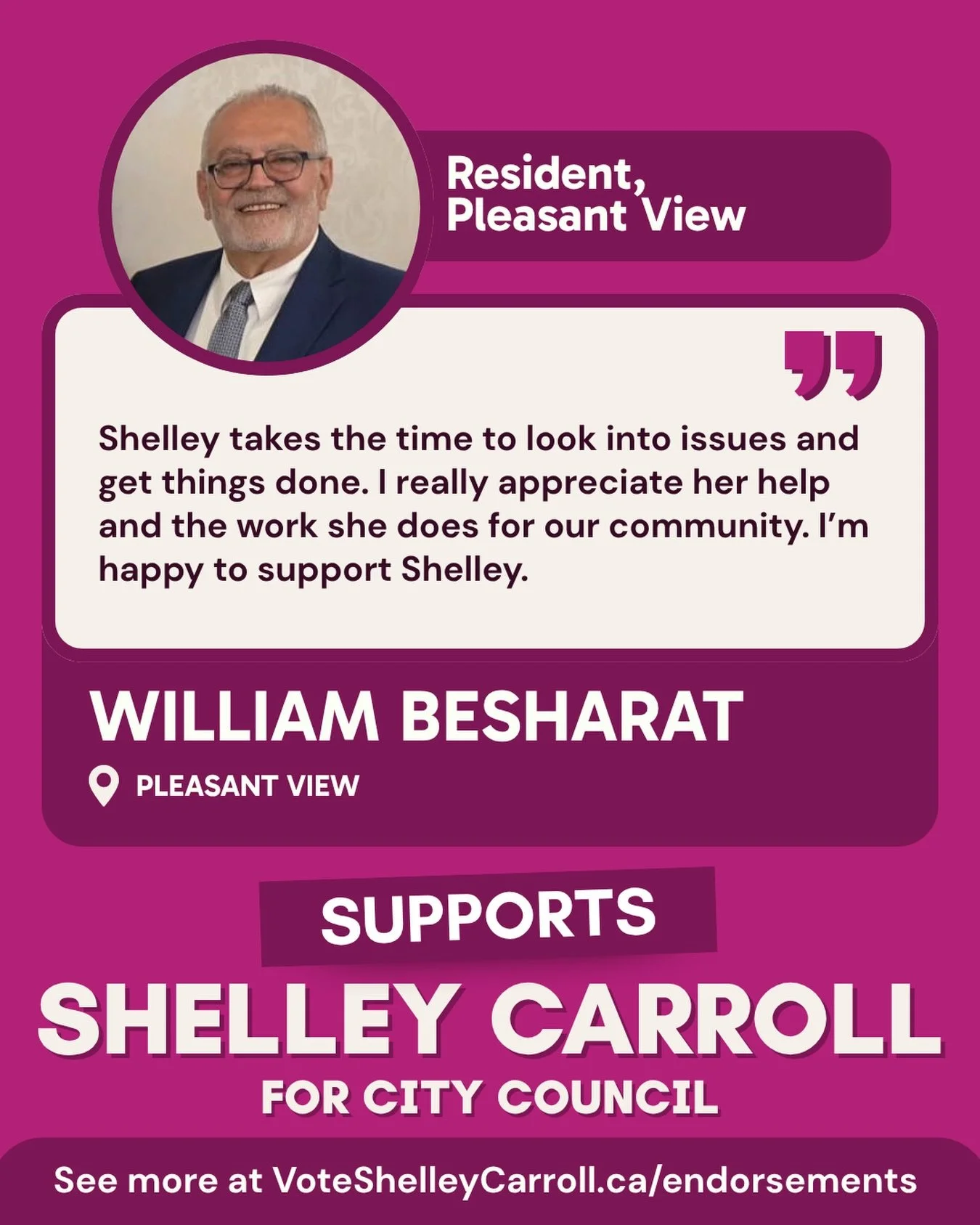 I&rsquo;m incredibly grateful to have William&rsquo;s support.
Together, we&rsquo;ve worked on practical, sensible fixes for our streets, so our neighborhood design makes sense for the people who live here.

Thank you, William, for your advocacy, you