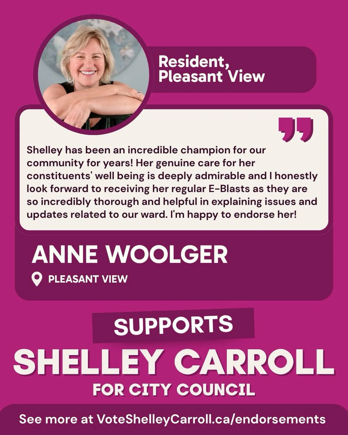 Thank you, Anne, for your kind words and continued support.

Keeping residents informed about what&rsquo;s happening at City Hall and in our ward, and making sure our community has a strong voice in those decisions, has always been at the heart of my