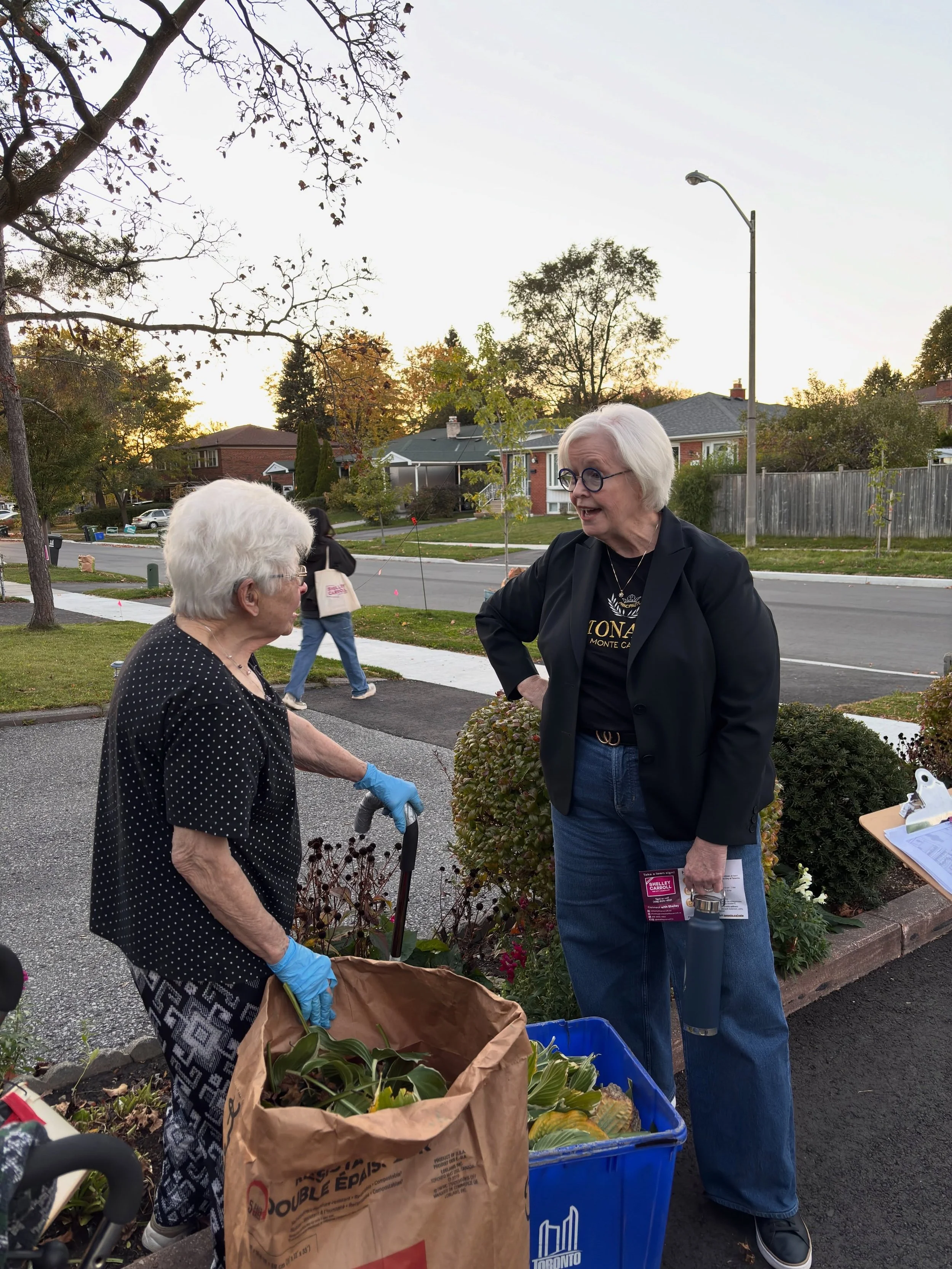While residents raked leaves in Pleasantview, we had the chance to have direct, grounded conversations about where our community is heading.

The development proposal at our local Food Basics is top of mind. I&rsquo;ve emphasized that any redevelopme