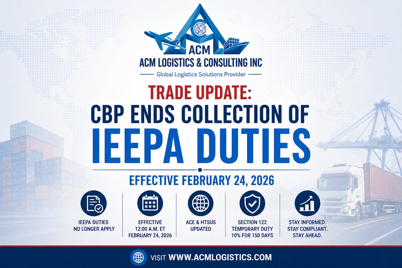 Trade Update: CBP Ends Collection of IEEPA Duties Effective February 24, 2026