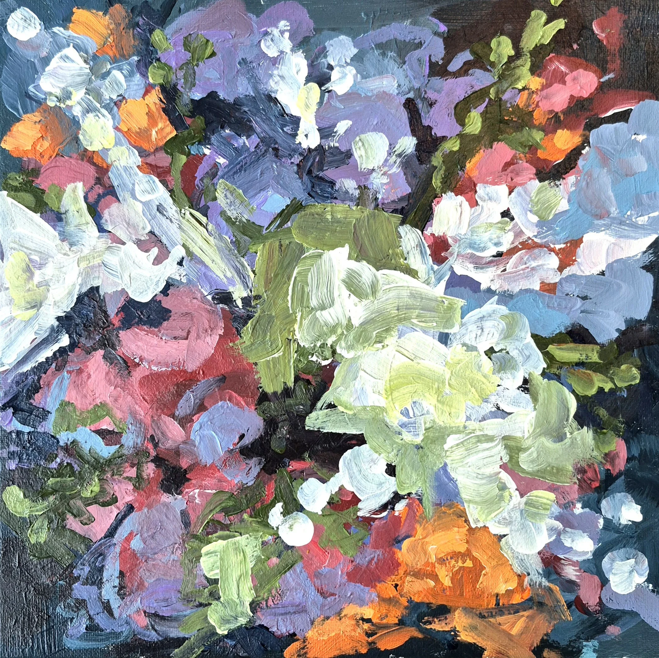 abstract wedding bouquet painting wildflowers