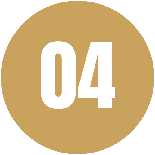 A circular icon with a gold background and the number 04 in large white font in the center.