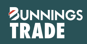 Bunnings Trade logo with white text and a red and white checkered flag icon.