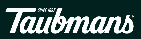 Taubman's logo with the text "Since 1897" on a dark green background.