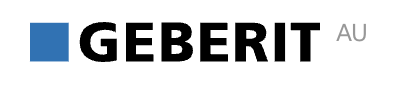 GEBERIT logo with black text and a blue square