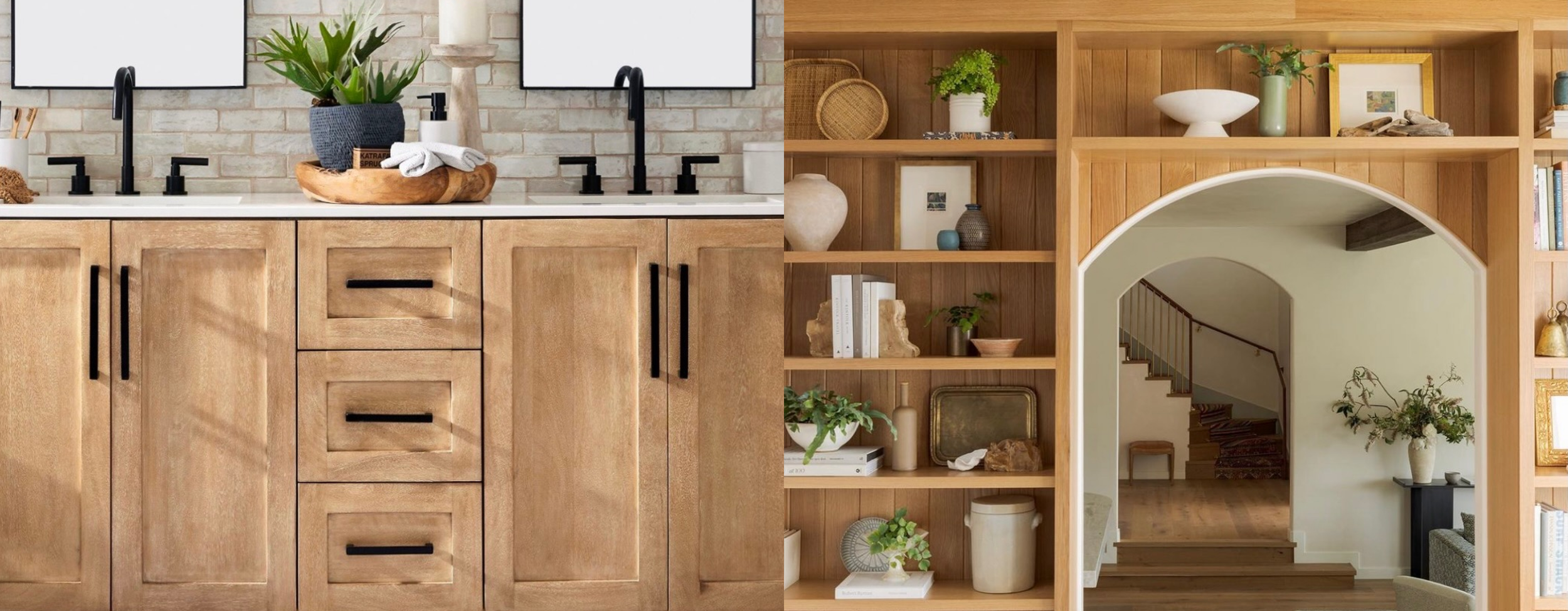 Custom woodwork projects in Monterey including custom bathroom cabinets and a custom architectural walk-way