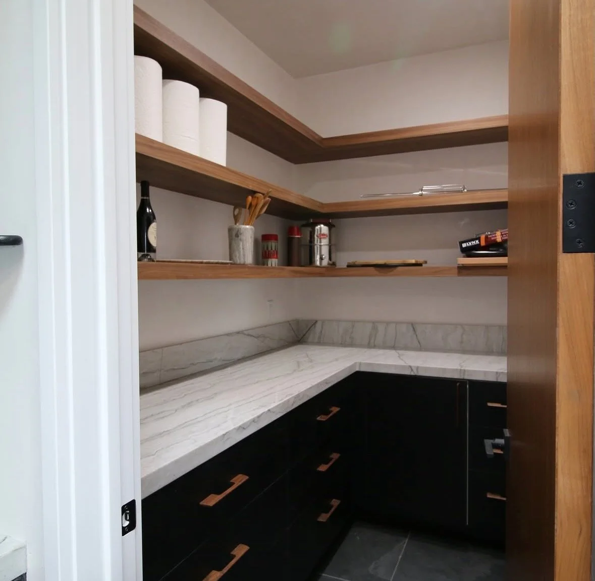 Custom walk-in closet in Carmel, California made by custom cabinet maker Valley mill Shop