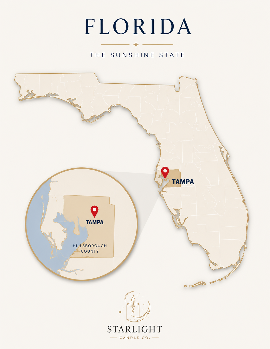 Map of Florida highlighting Hillsborough County with an inset map showing Tampa's location.