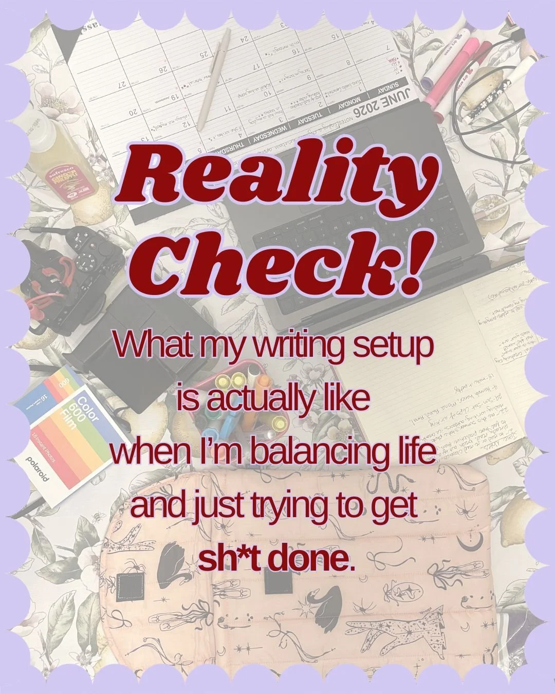 It's not glamorous but it's the truth 🤷🏻&zwj;♀️ 
When I do post an "aesthetic" photo of my writing setup it's usually because I just cleaned and need to commemorate the moment. Or, because I get embarrassed about how "messy" my 
