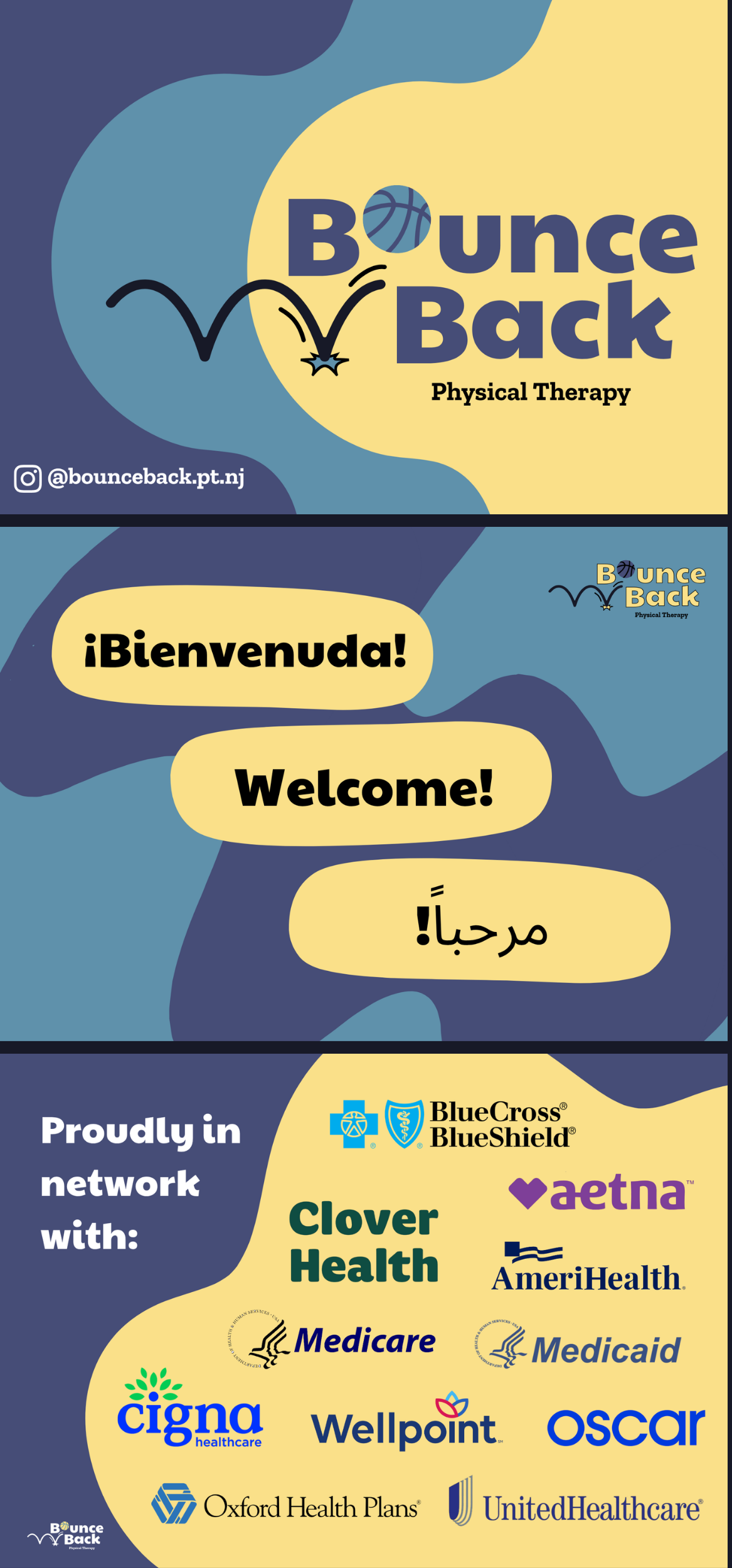 Posters that sit in the front windows of the clinic.