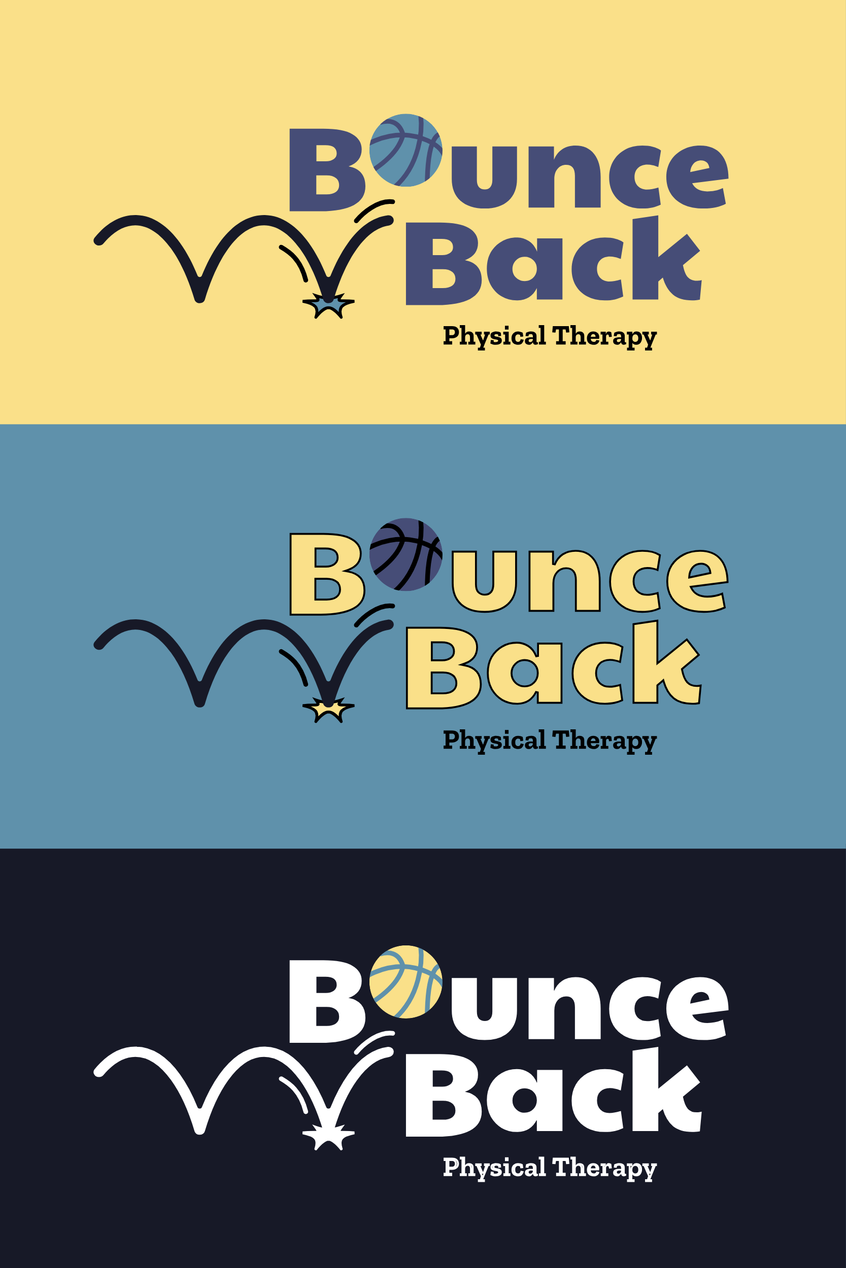 Variations of the logo against different color backgrounds.