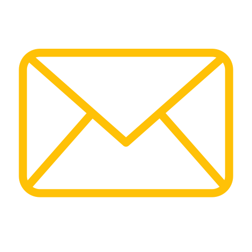 Outline of an envelope in yellow on a black background.