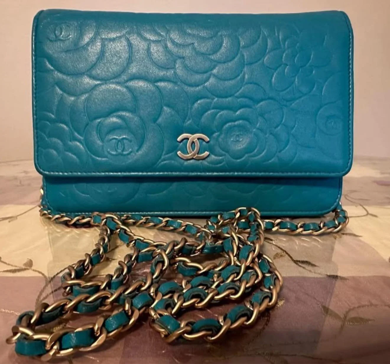 Chanel Camellia Lambskin Wallet on Chain