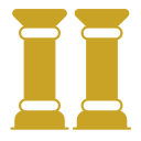 Two gold-colored columns with simple capitals