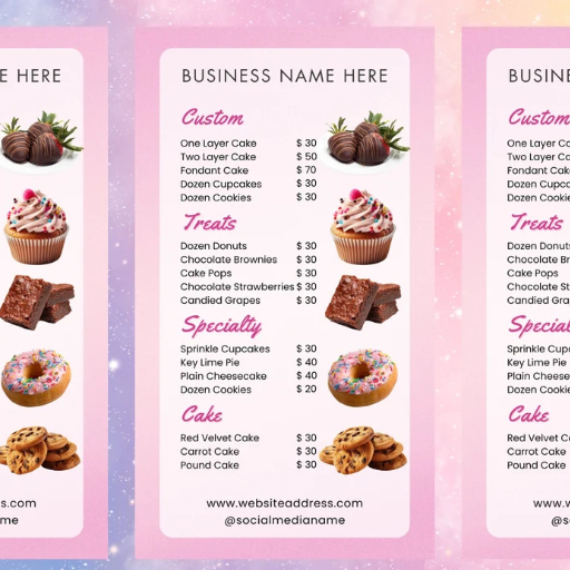 Created by Keela Treats Price List Dessert Menu