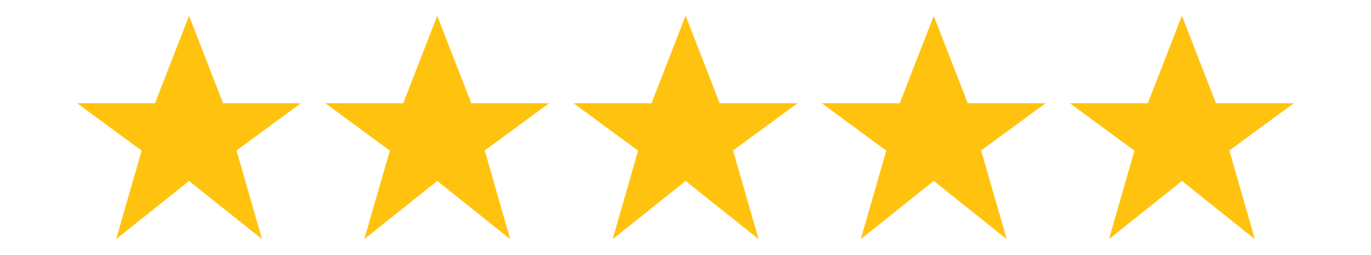Five gold stars in a horizontal row on a black background.