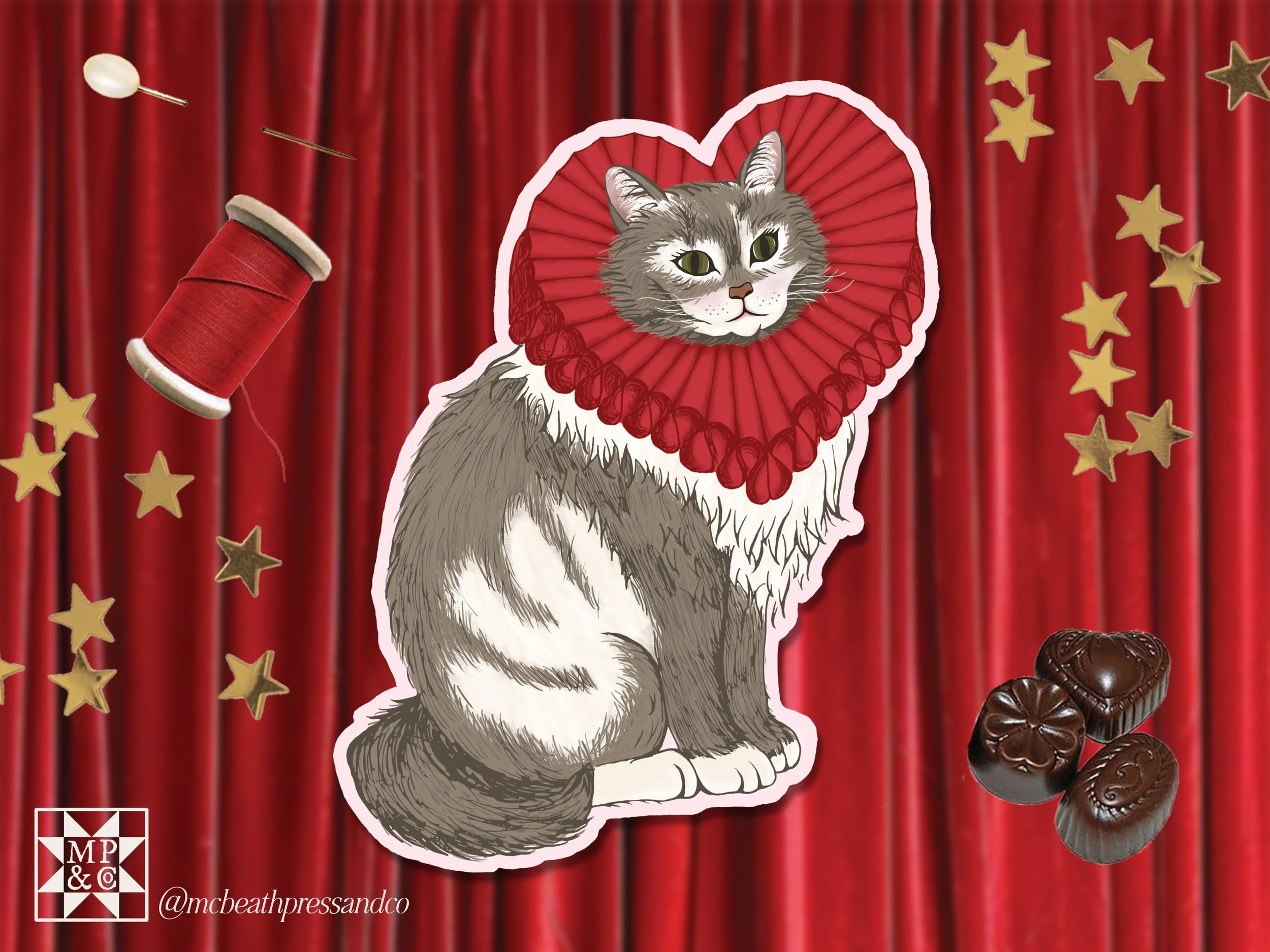 Ruff Collar Stevie Cat Sticker