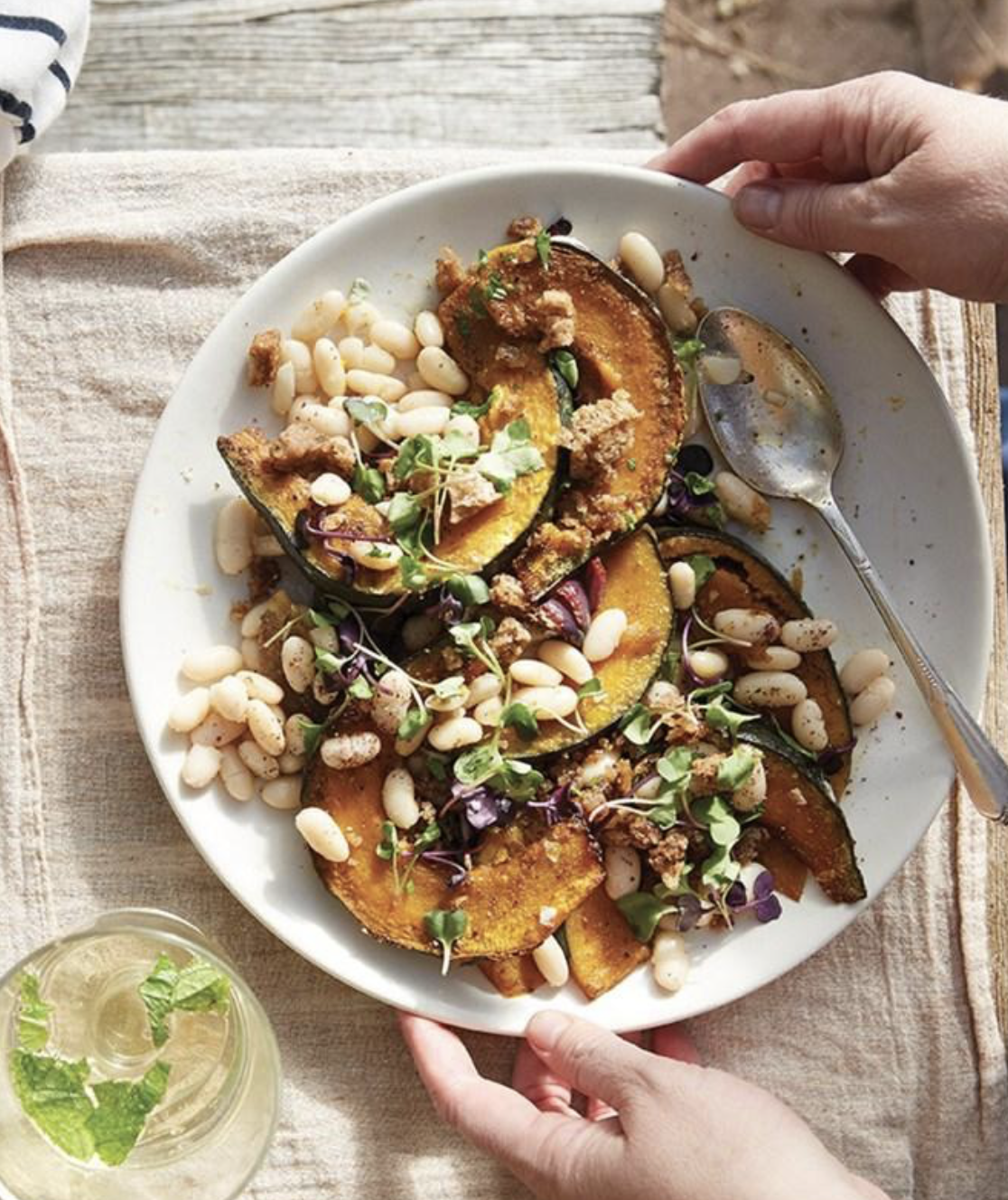Roasted Miso Butter Beans with Pumpkin, Whipped Tahini &amp; Sage