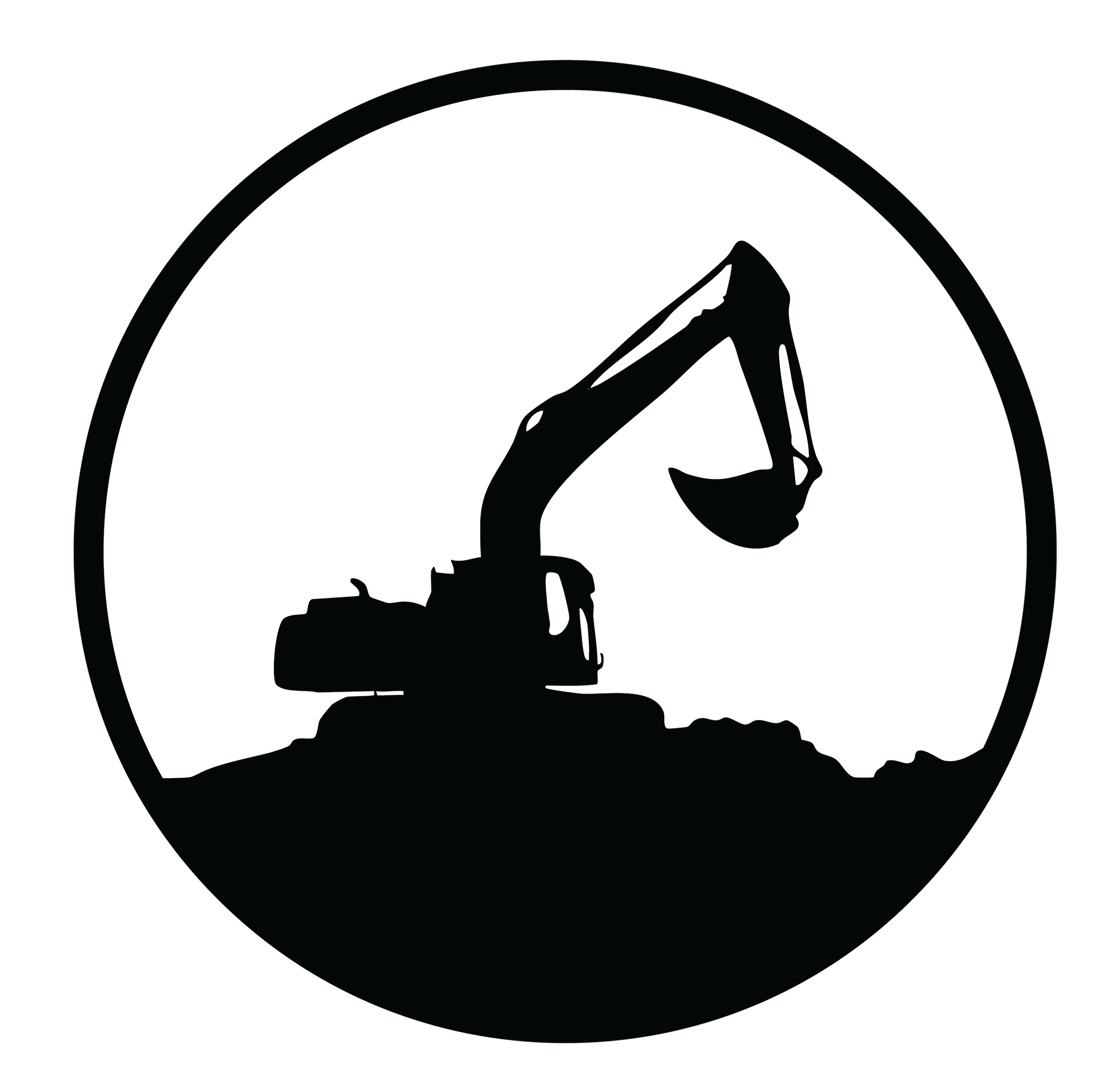 Silhouette of a person climbing a mountain with a flag, inside a circular black-and-white logo.