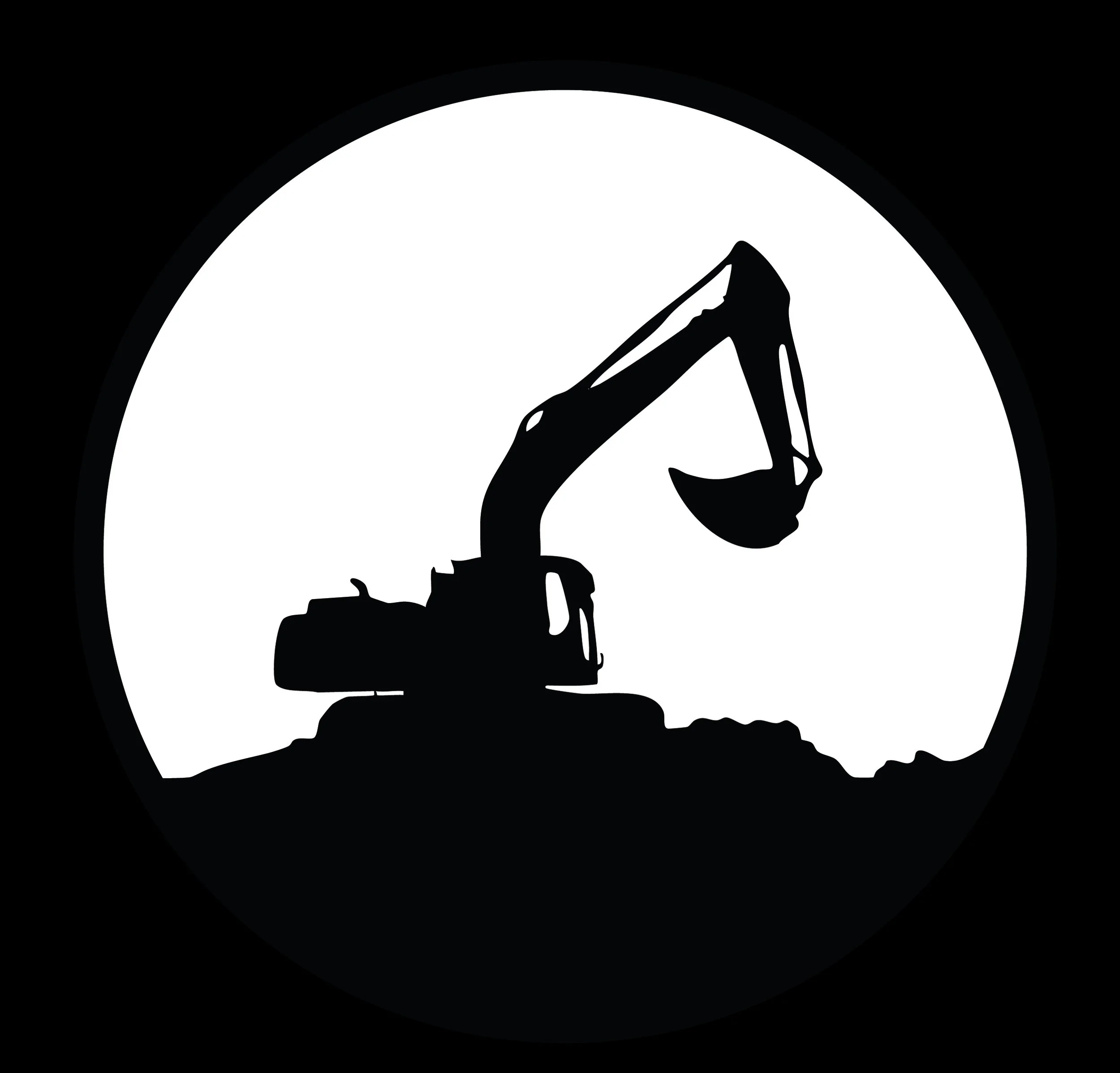Black and white silhouette of a clock with a mountain and sky at the moon in the background.