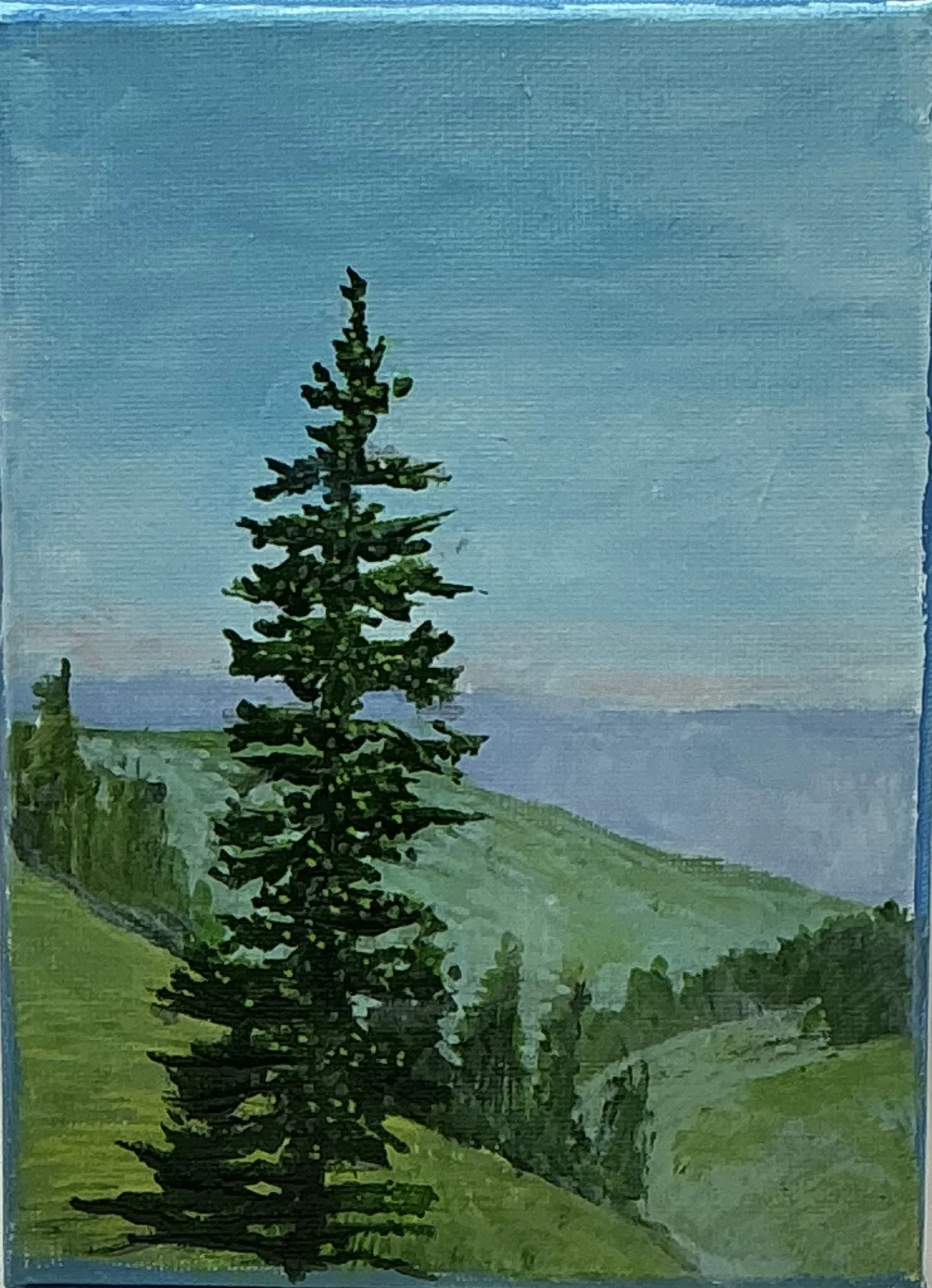 Serene Solitude: 5x7 Inch Acrylic Tree Painting