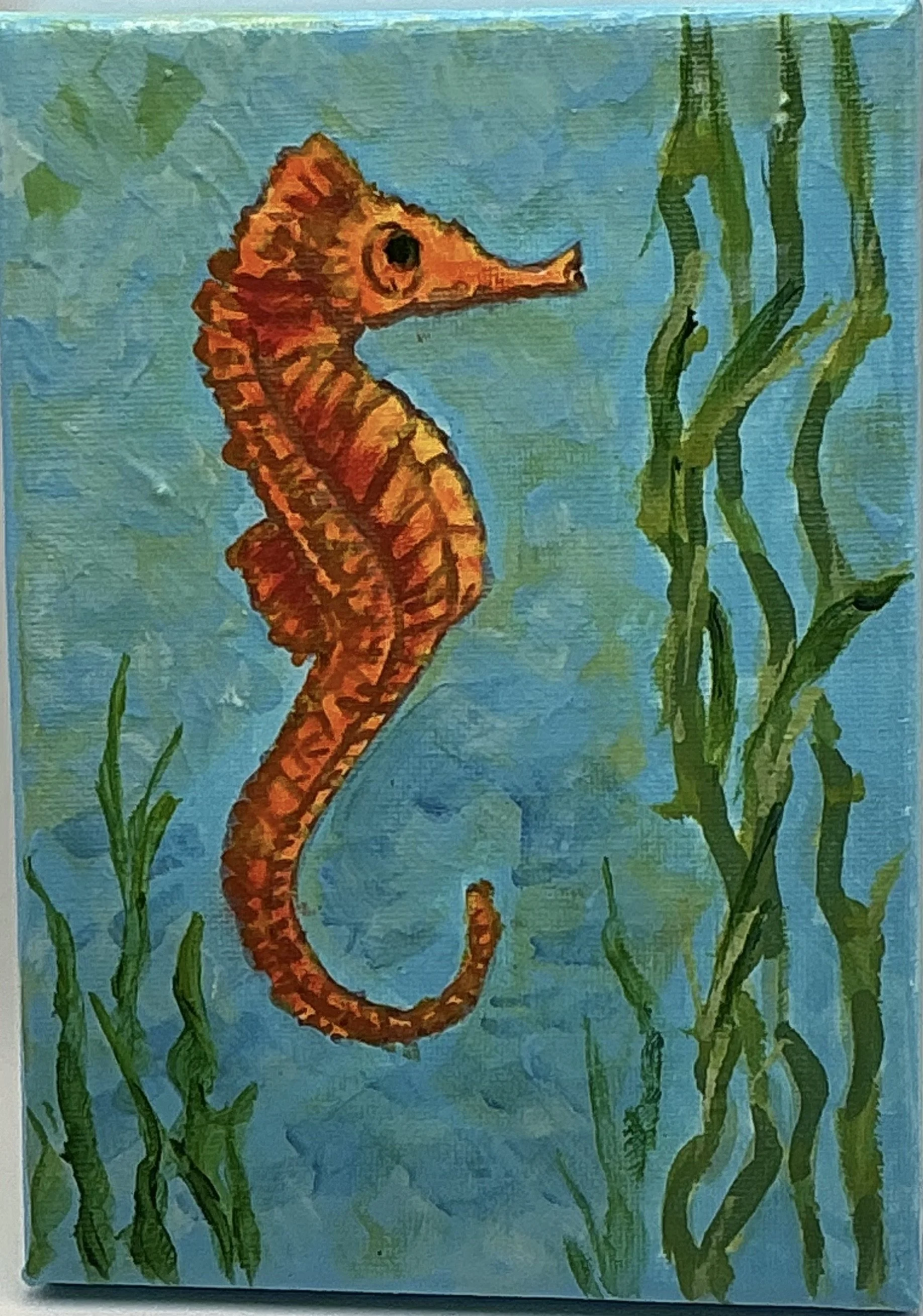 Oceanic Seahorse Splash Acrylic Painting