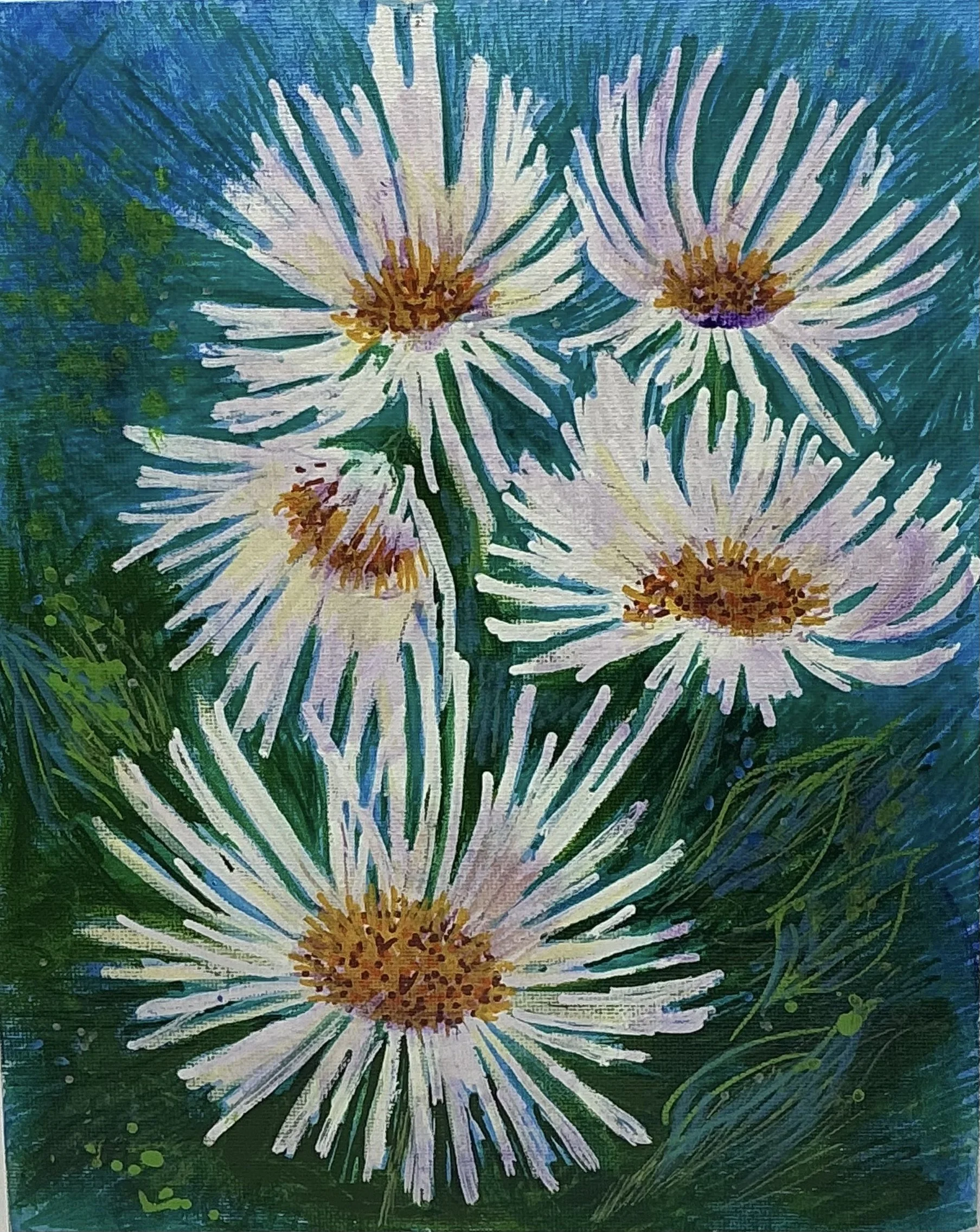 Vivid Blossom: 8x10 Inch Acrylic Flower Painting