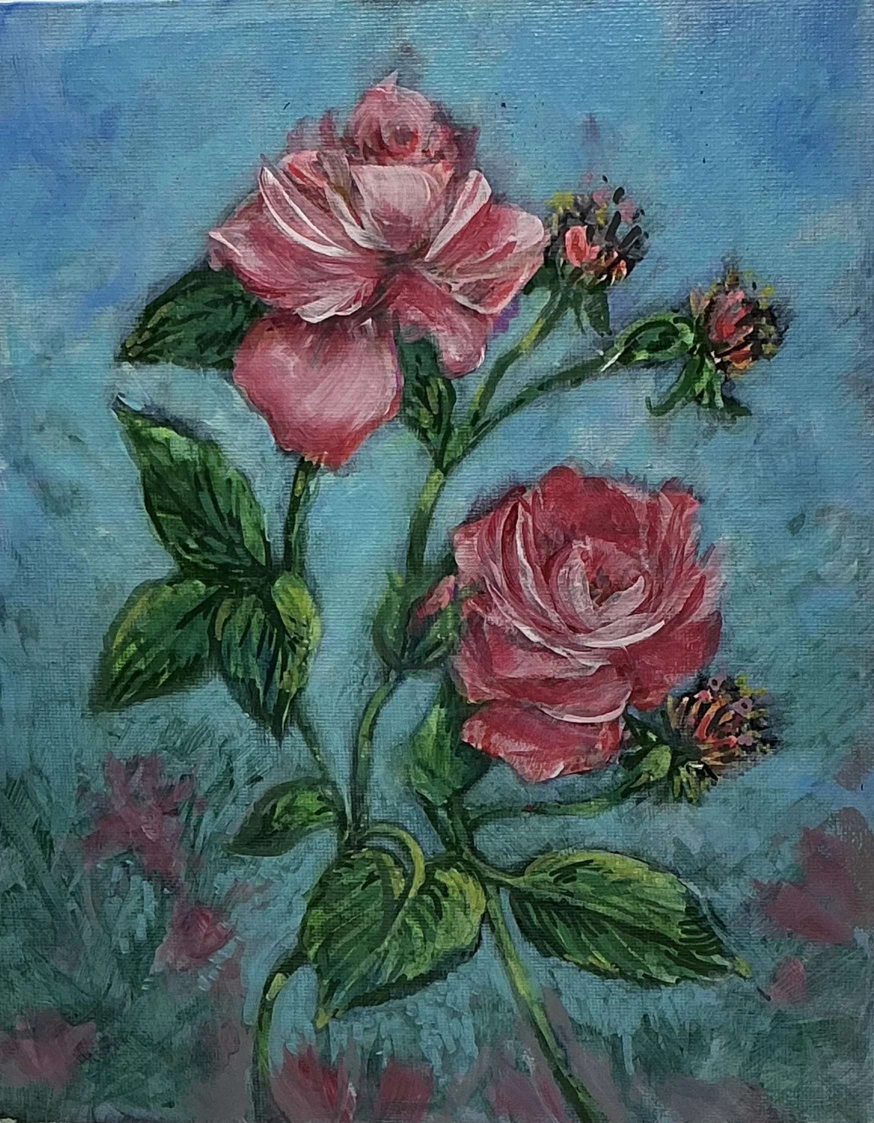 Blooming Elegance: 5x7 Acrylic Flower Painting