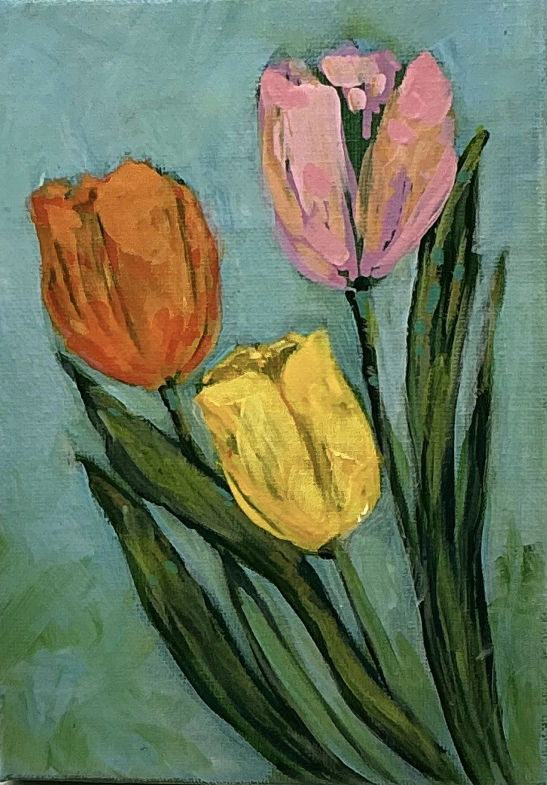 Blooming Beauty: 5x7 Inch Acrylic Flower Painting
