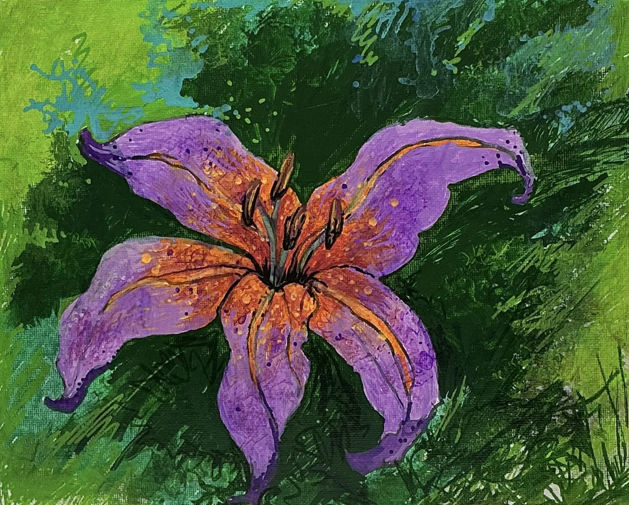 Vibrant Bloom:8x10 Inch Acrylic Flower Painting