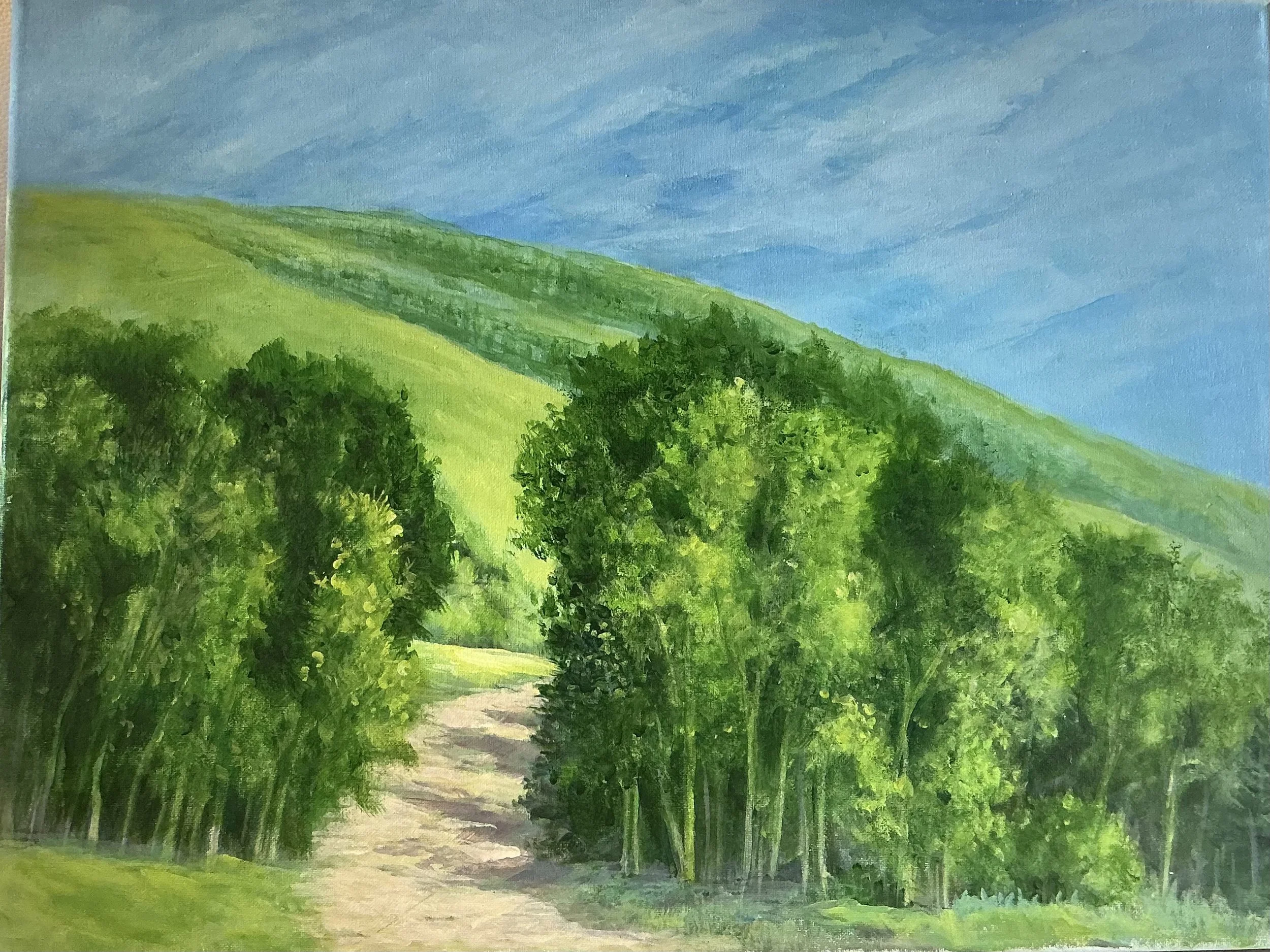 Sunlit Serenity: Acrylic Summer Landscape