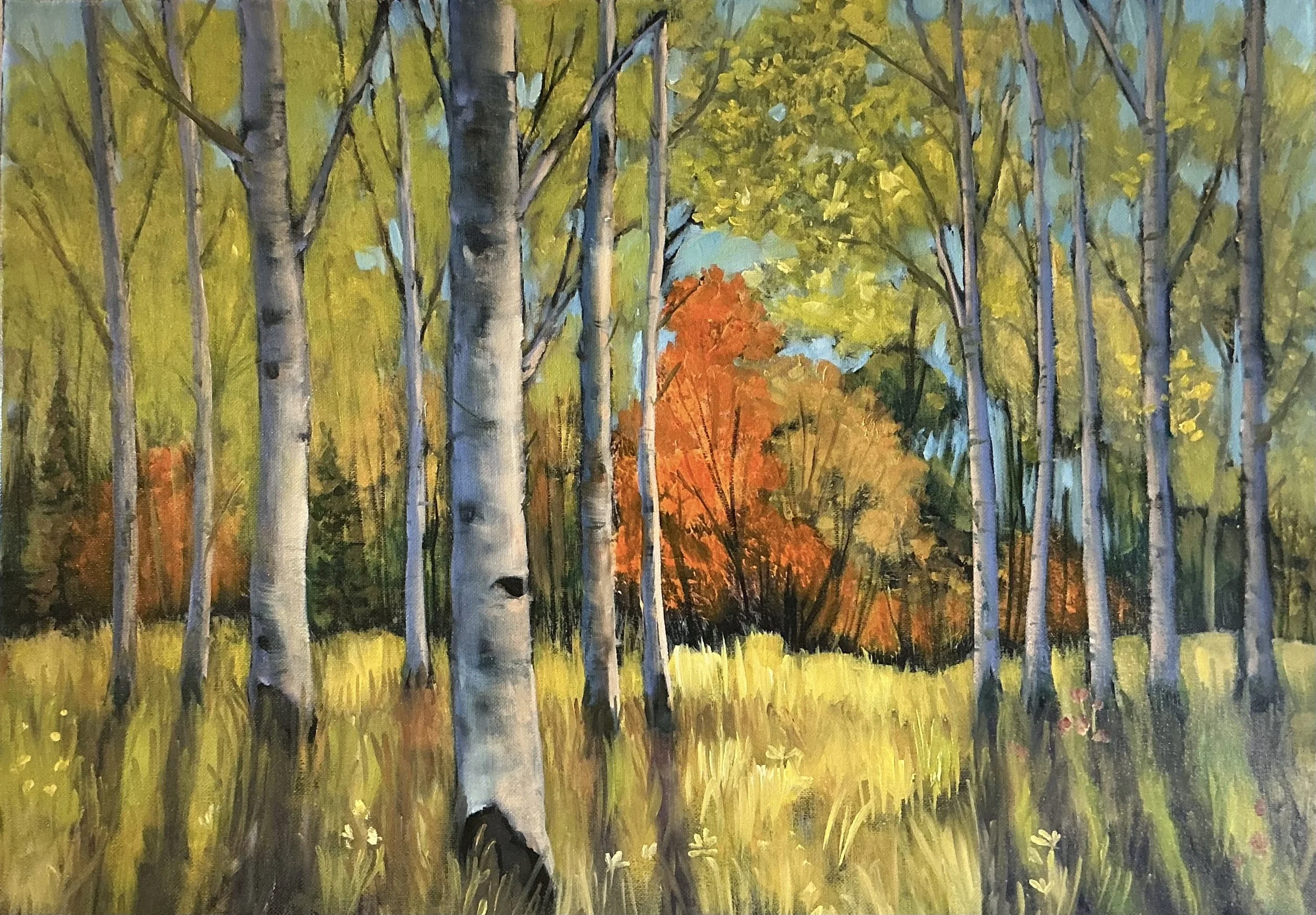 Serene Woodland Escape: Original Acrylic Landscape Painting