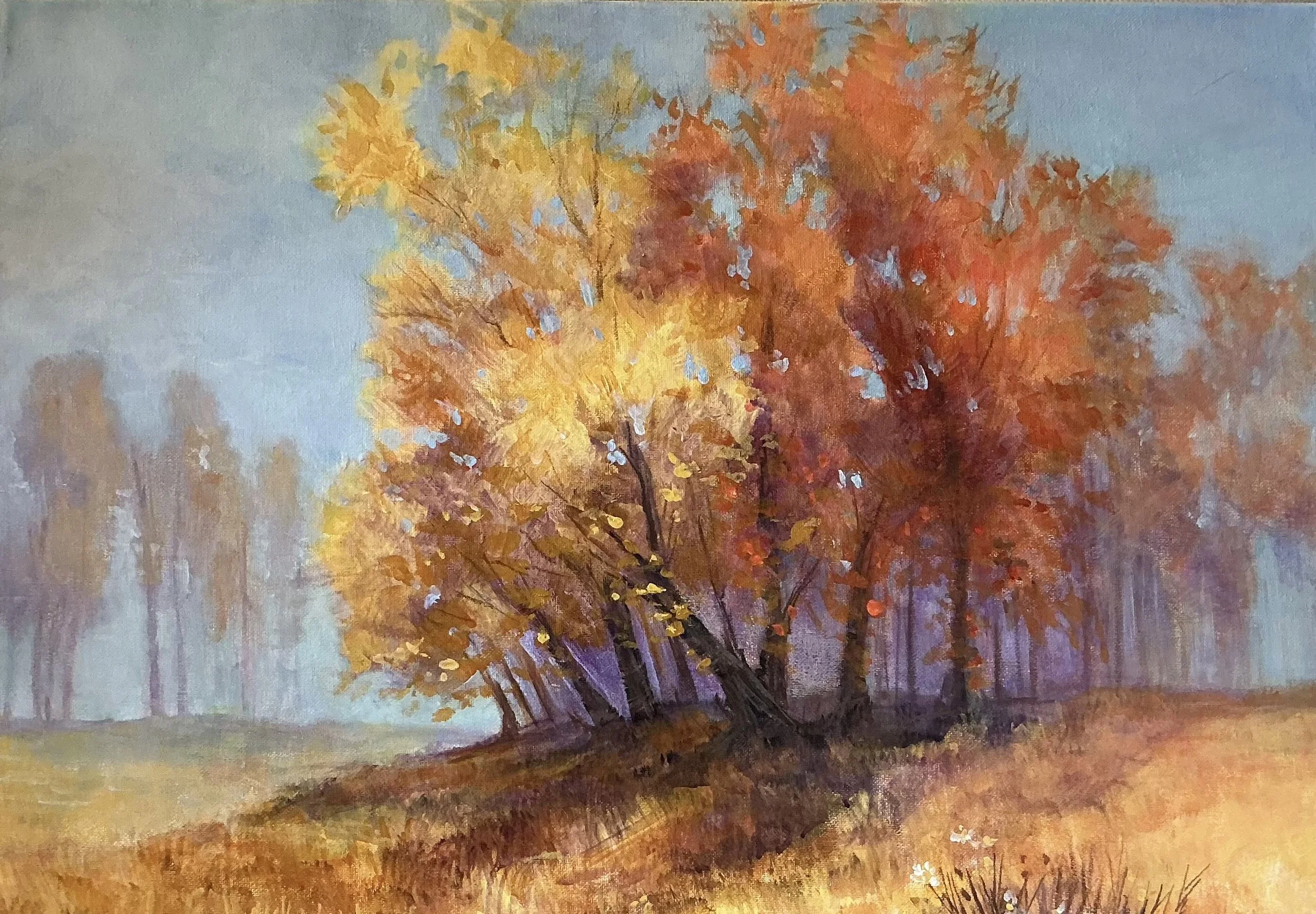 Autumn Serenity Acrylic Landscape