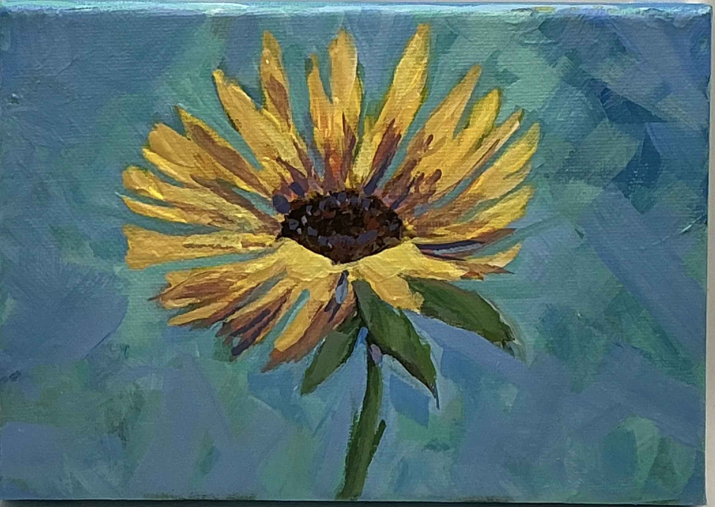 Sunburst Serenity: 5x7 Acrylic Flower Painting