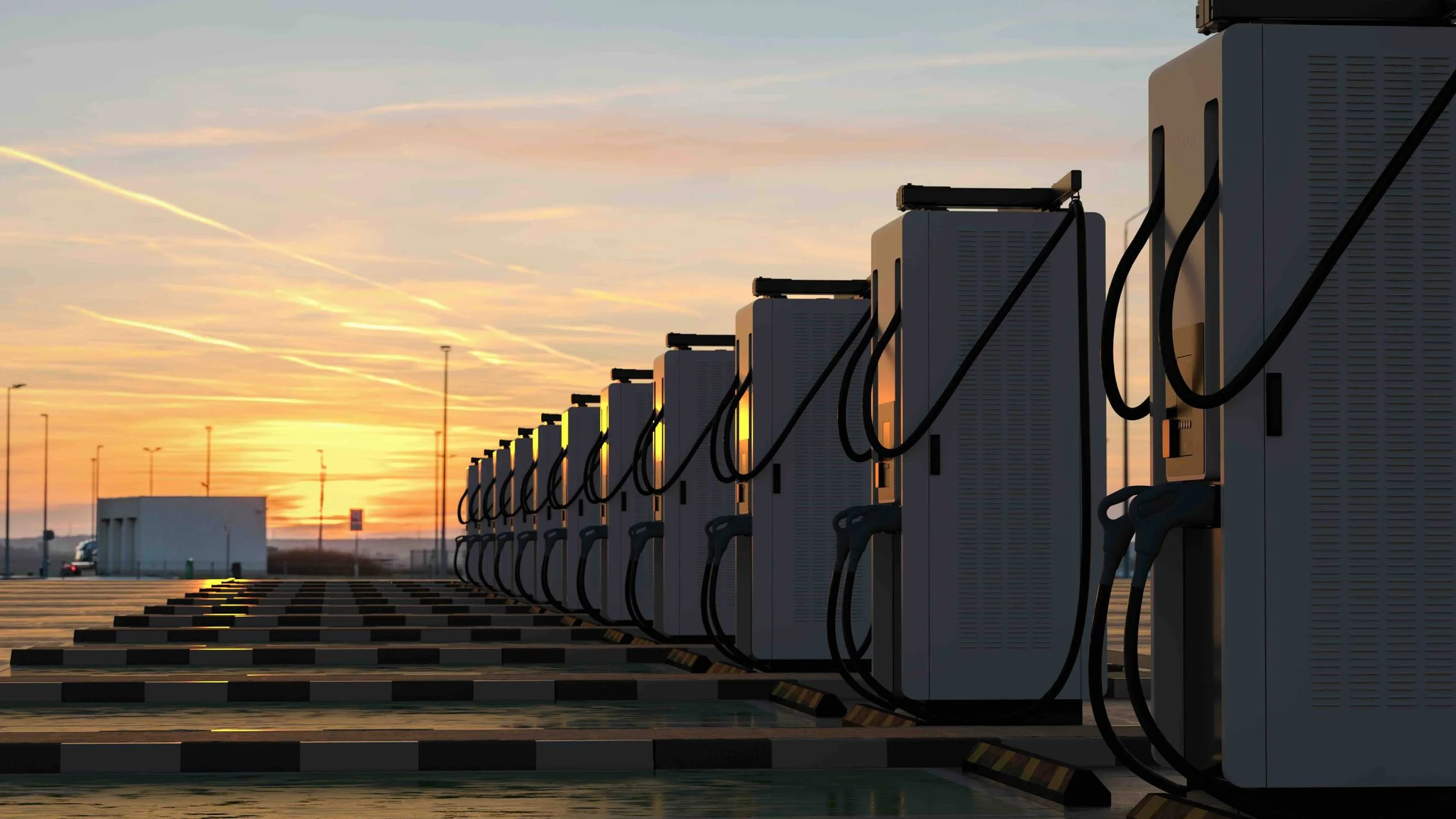 EV fleet charging station with batteries