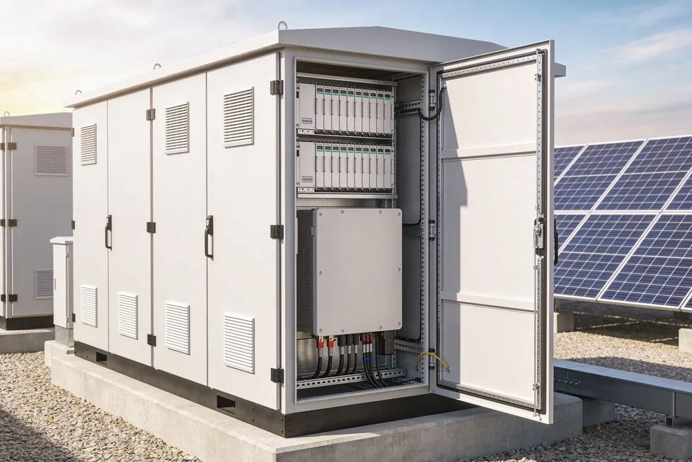 Battery system with an open door