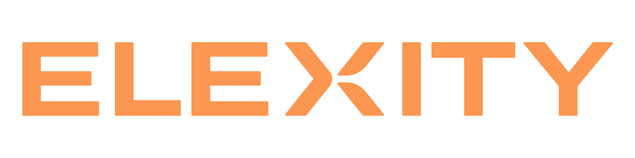 The word 'ELEXITY' in orange, stylized letters on a black background.