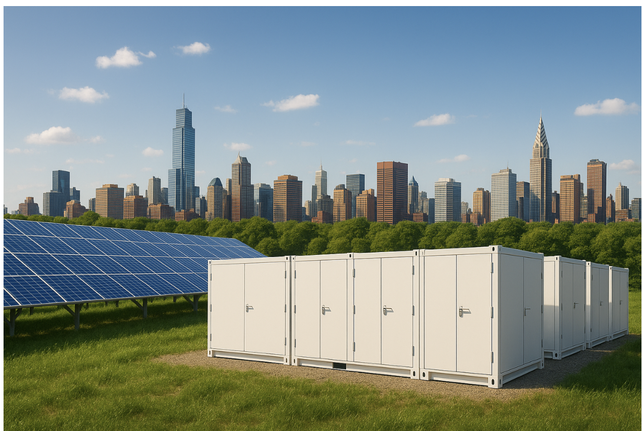 Battery and solar with skyline