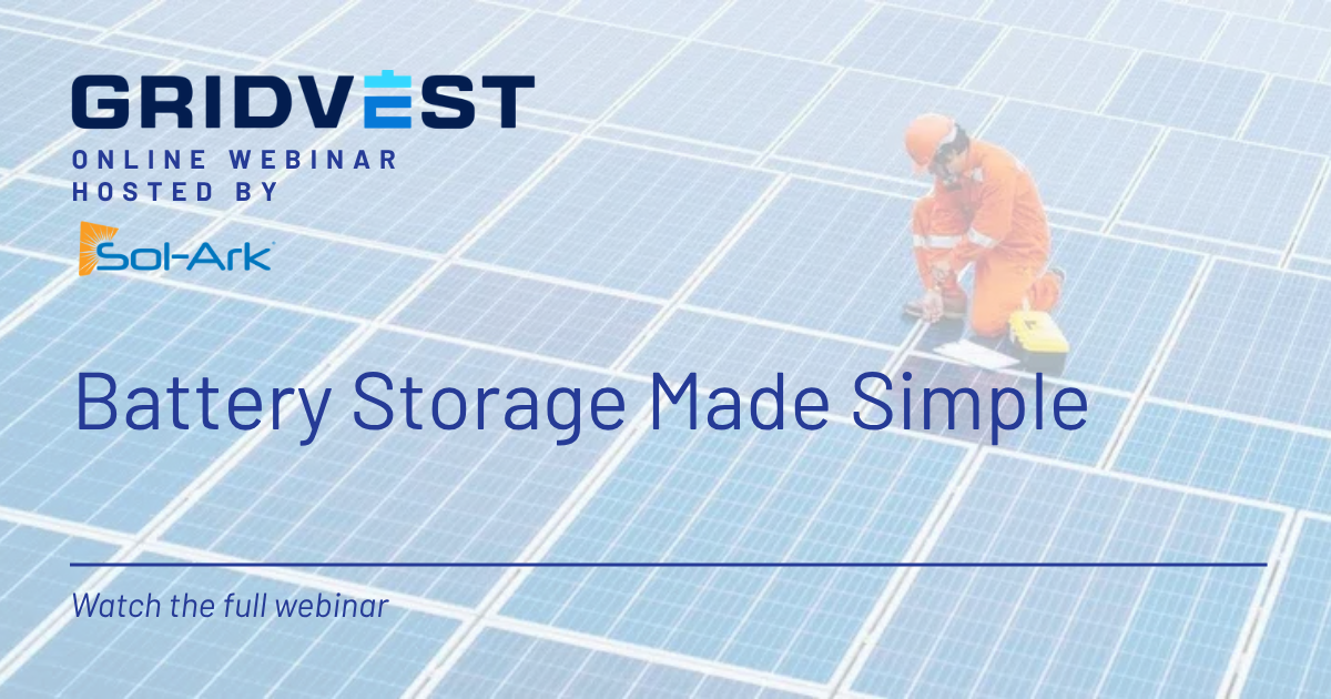 Webinar Sol-Ark Spotlight for GridVest