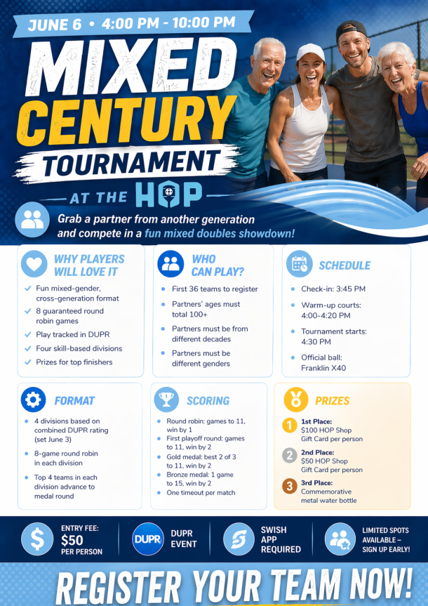 Mixed Century Tournament at the HOP