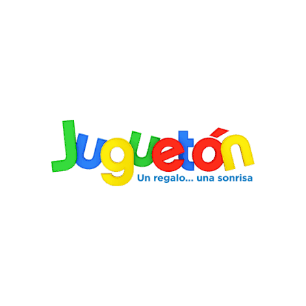 Logo de Juguetón con letras coloridas y la frase 'Un regalo... una sonrisa'