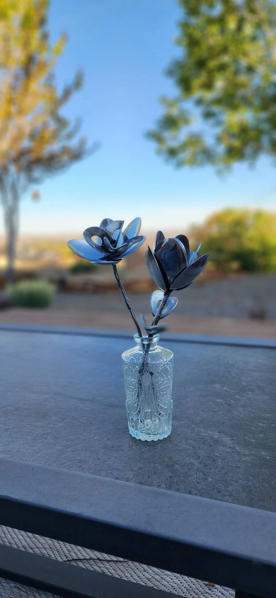 Metal art welding roses silverware recycled metal gift