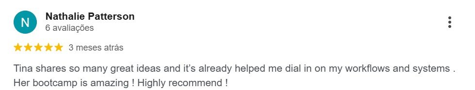 Google review from Nathalie Patterson