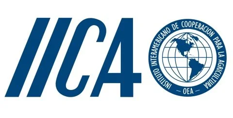 IICA logo with text and globe emblem indicating Latin American and Caribbean cooperation in agriculture.