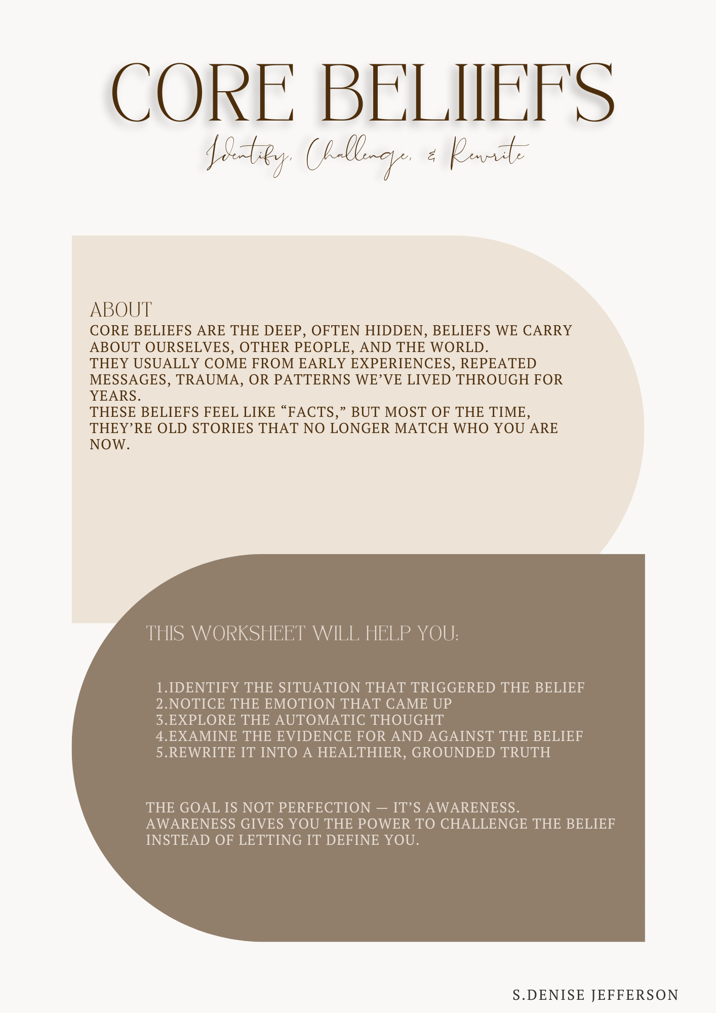 Core Beliefs Workshhets