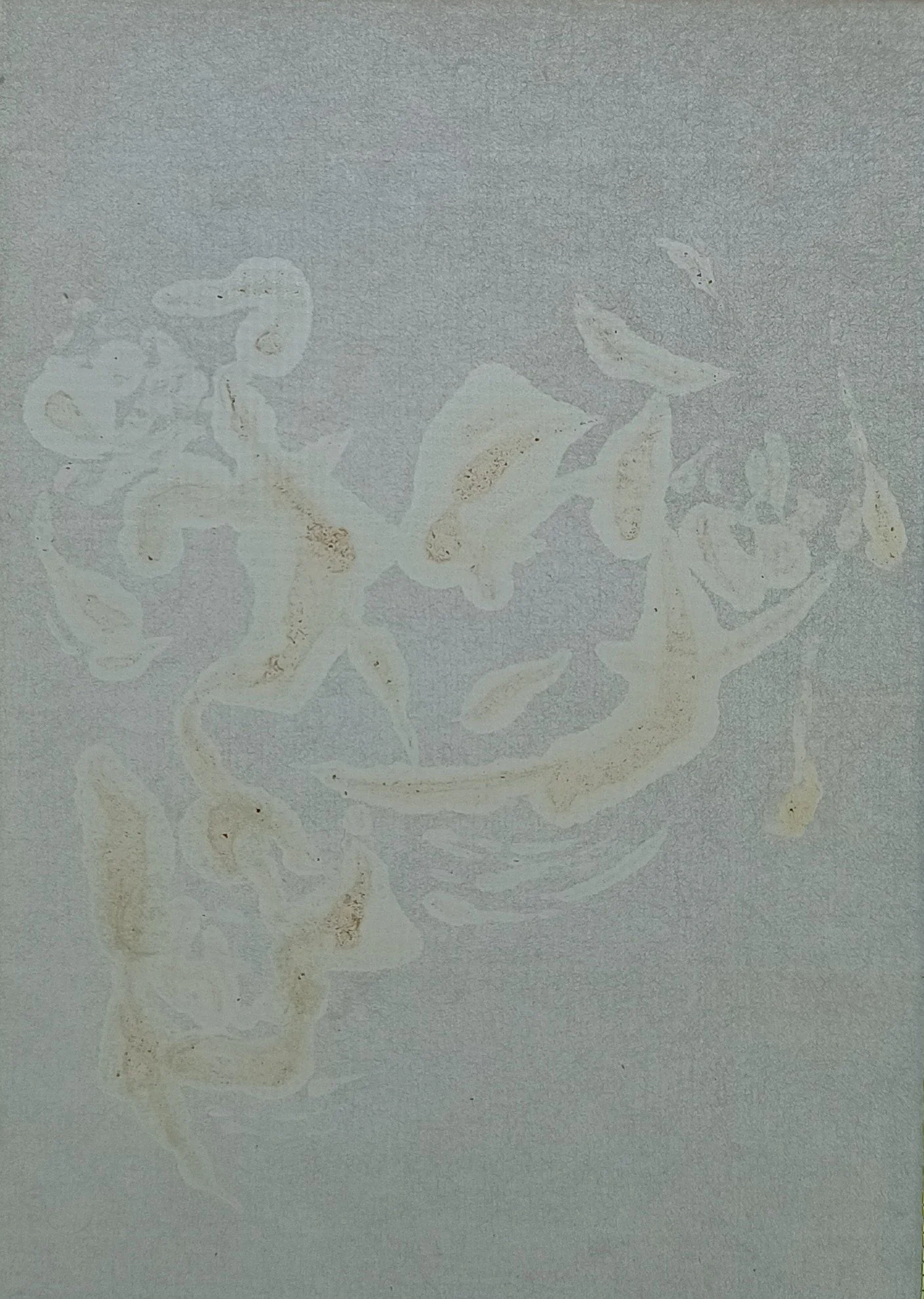 Re interpretación de la carta de lotería "La escalera". Dibujo con resina de copal.