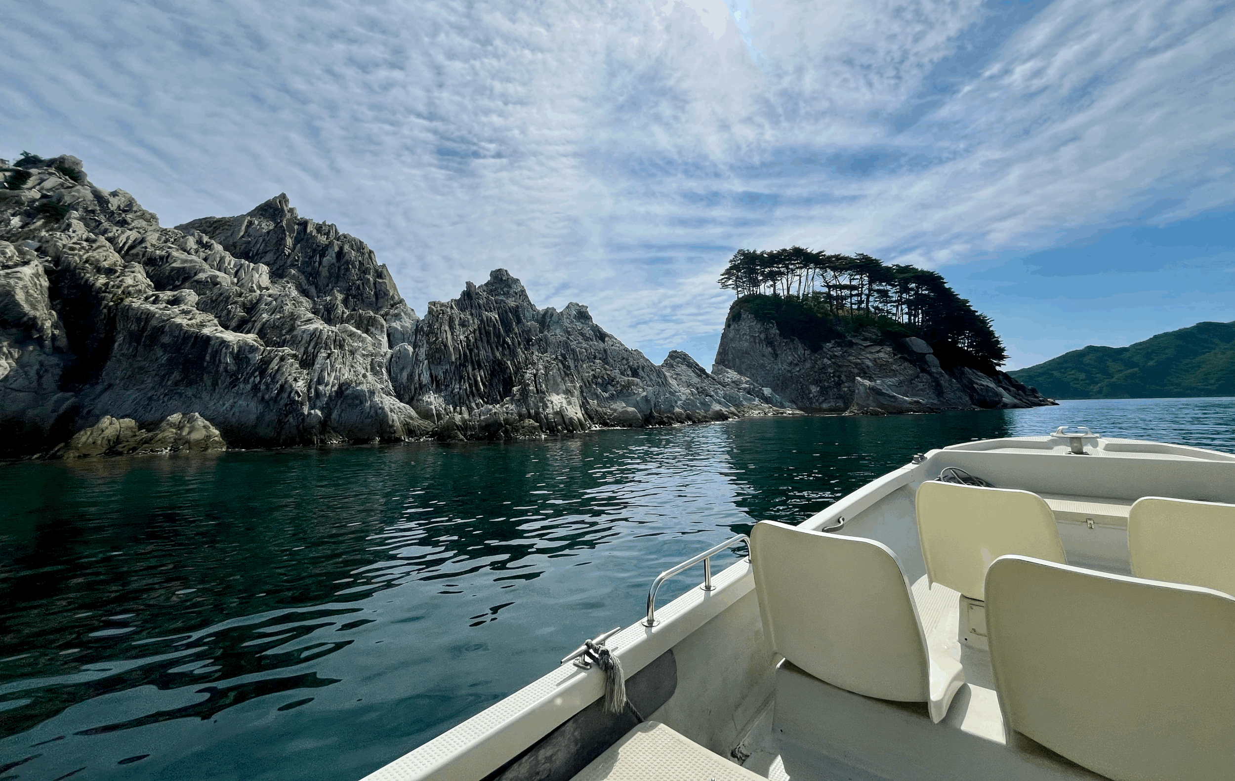 A boat ride in Jodagahama Bay, Miyako, Japan. Photo by Mike DiGirolamo