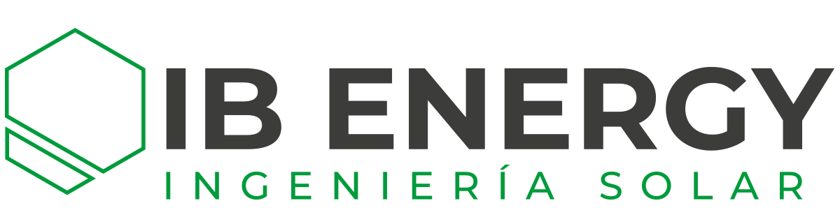 Logotipo de IB Energy Ingeniería Solar con un hexágono y líneas verdes.