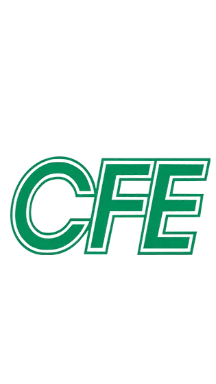 Logotipo de CFE en color verde con licencia artística, en letras grandes y con sombra.